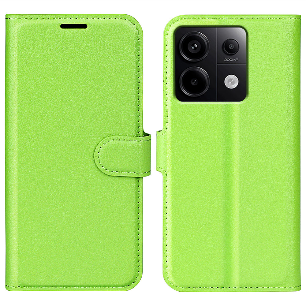 For Xiaomi Redmi Note 13 Pro 5G / Poco X6 5G Case Litchi Texture Leather Phone Shell with Stand - Green