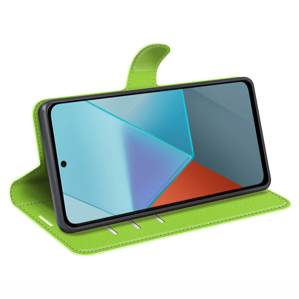 For Xiaomi Redmi Note 13 Pro 5G / Poco X6 5G Case Litchi Texture Leather Phone Shell with Stand - Green