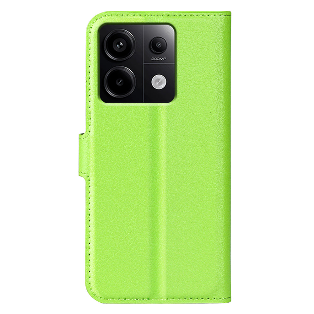 For Xiaomi Redmi Note 13 Pro 5G / Poco X6 5G Case Litchi Texture Leather Phone Shell with Stand - Green