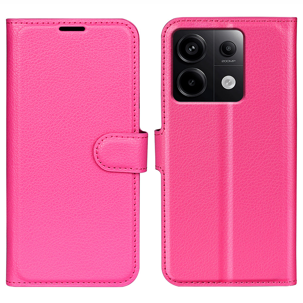 For Xiaomi Redmi Note 13 Pro 5G / Poco X6 5G Case Litchi Texture Leather Phone Shell with Stand - Rose