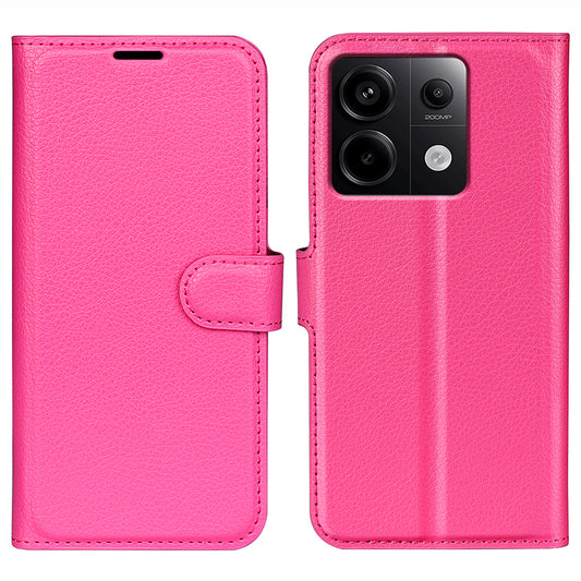 For Xiaomi Redmi Note 13 Pro 5G / Poco X6 5G Case Litchi Texture Leather Phone Shell with Stand - Rose