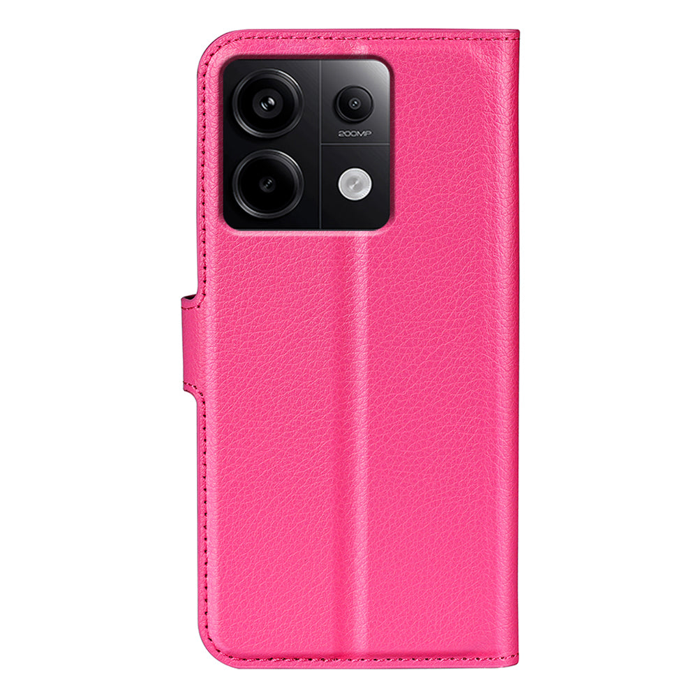For Xiaomi Redmi Note 13 Pro 5G / Poco X6 5G Case Litchi Texture Leather Phone Shell with Stand - Rose