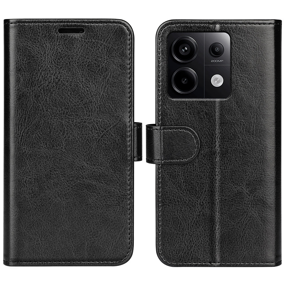 For Xiaomi Redmi Note 13 Pro 5G / Poco X6 5G Case Bump Proof PU Leather Phone Cover - Black