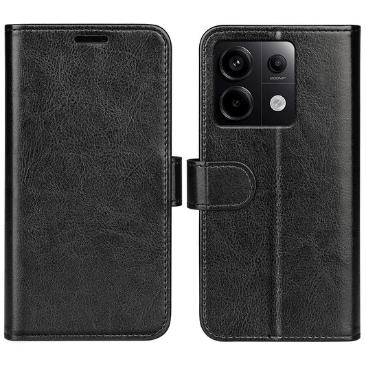 For Xiaomi Redmi Note 13 Pro 5G / Poco X6 5G Case Bump Proof PU Leather Phone Cover - Black