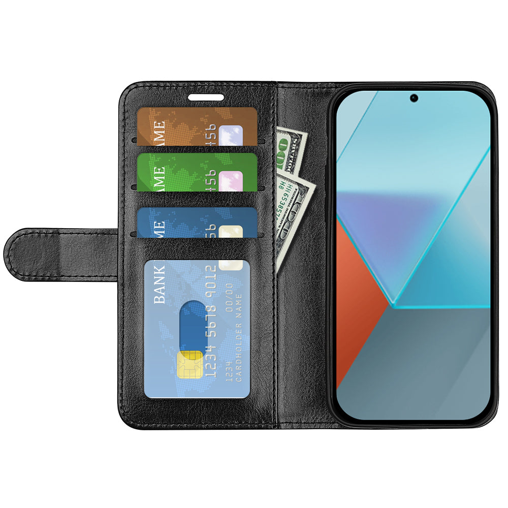 For Xiaomi Redmi Note 13 Pro 5G / Poco X6 5G Case Bump Proof PU Leather Phone Cover - Black