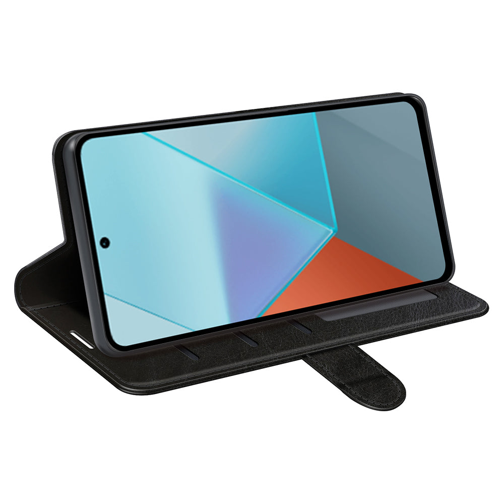 For Xiaomi Redmi Note 13 Pro 5G / Poco X6 5G Case Bump Proof PU Leather Phone Cover - Black