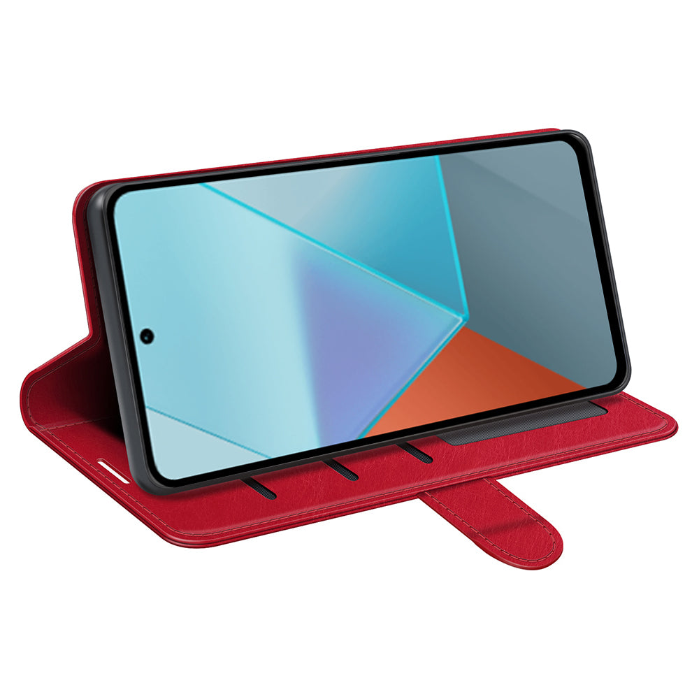 For Xiaomi Redmi Note 13 Pro 5G / Poco X6 5G Case Bump Proof PU Leather Phone Cover - Red