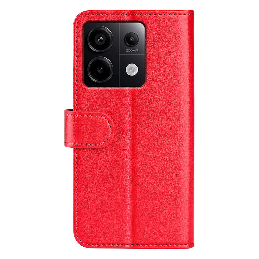 For Xiaomi Redmi Note 13 Pro 5G / Poco X6 5G Case Bump Proof PU Leather Phone Cover - Red