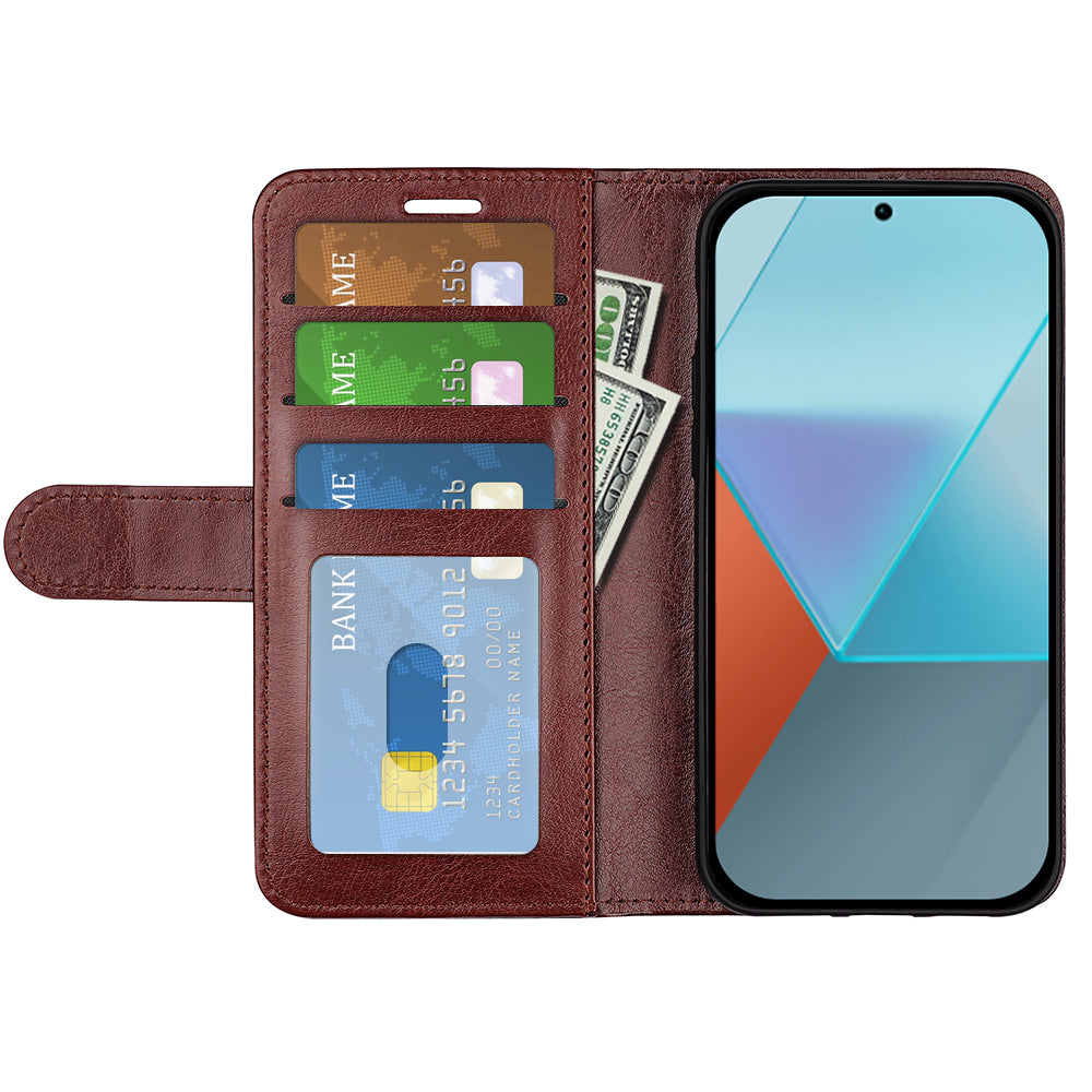 For Xiaomi Redmi Note 13 Pro 5G / Poco X6 5G Case Bump Proof PU Leather Phone Cover - Brown