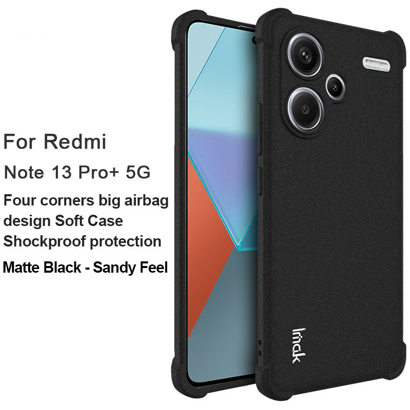 IMAK For Xiaomi Redmi Note 13 Pro+ TPU Case Anti-drop Matte Phone Back Cover - Black
