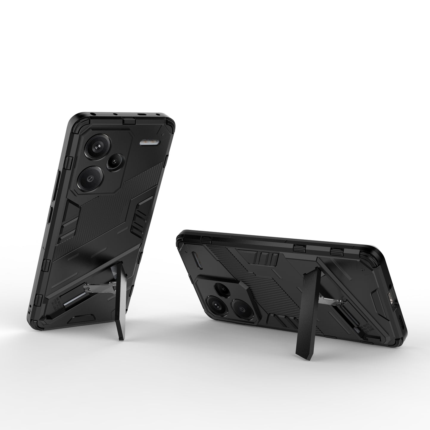 For Xiaomi Redmi Note 13 Pro+ 5G Case Anti-Scratch Kickstand PC+TPU Phone Cover - Black