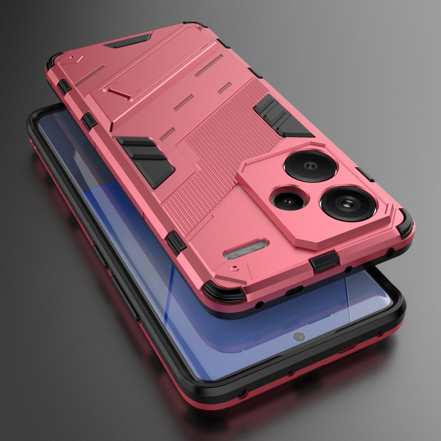 For Xiaomi Redmi Note 13 Pro+ 5G Case Anti-Scratch Kickstand PC+TPU Phone Cover - Rose
