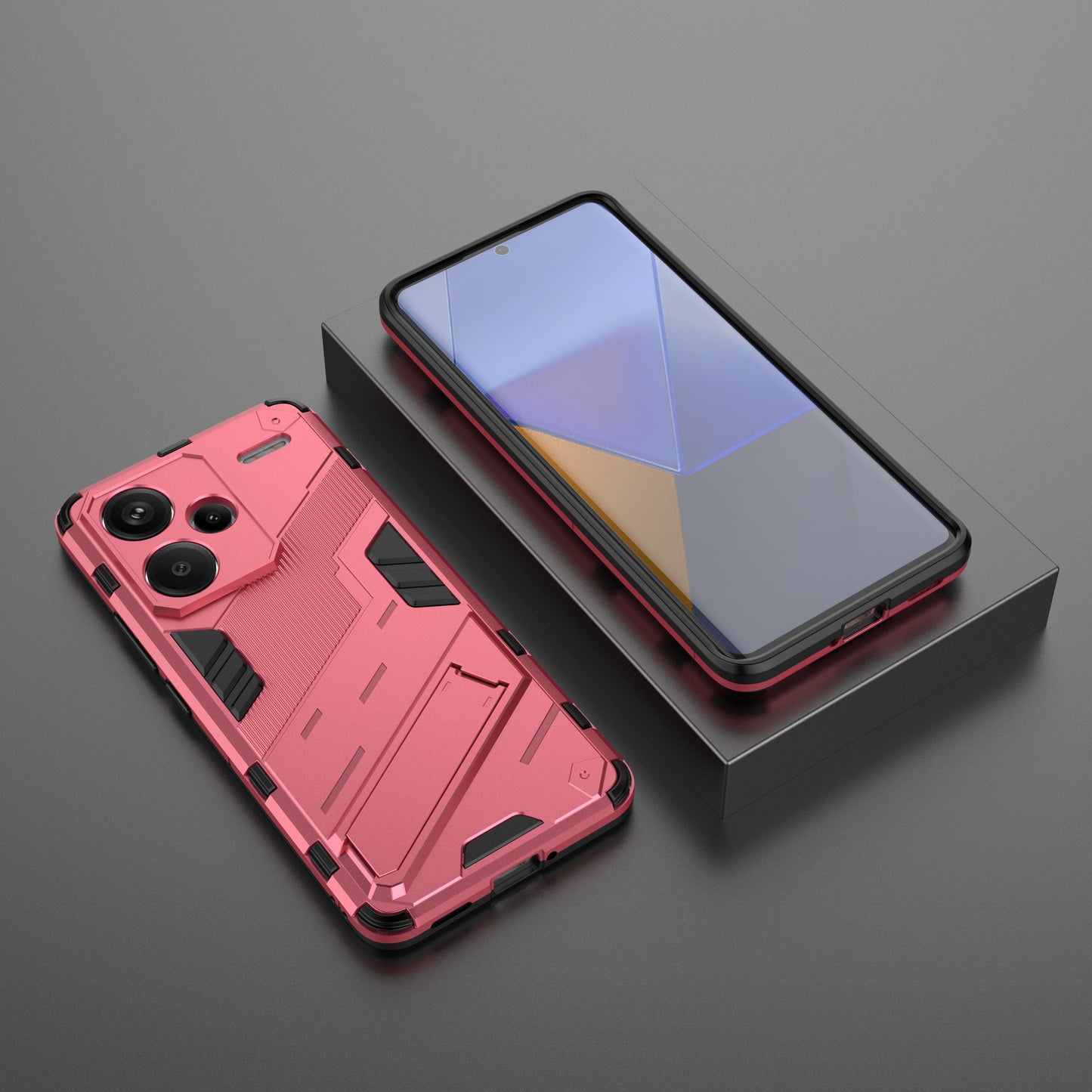For Xiaomi Redmi Note 13 Pro+ 5G Case Anti-Scratch Kickstand PC+TPU Phone Cover - Rose
