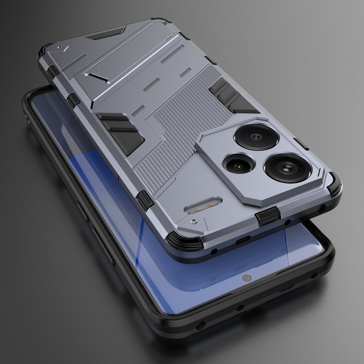 For Xiaomi Redmi Note 13 Pro+ 5G Case Anti-Scratch Kickstand PC+TPU Phone Cover - Dark Blue