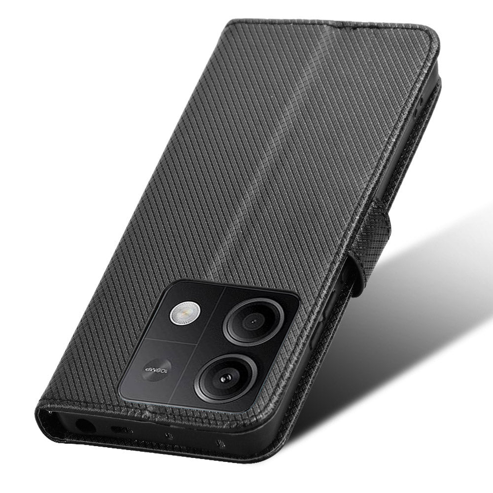 For Xiaomi Redmi Note 13 5G Case Magnetic Clasp Leather Wallet Cover - Black