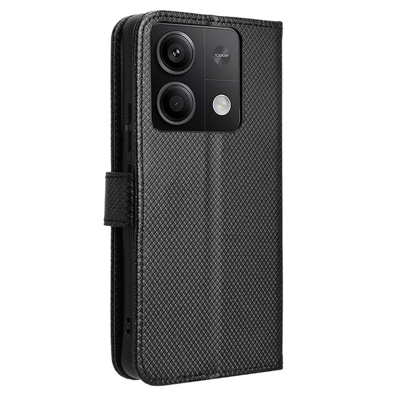 For Xiaomi Redmi Note 13 5G Case Magnetic Clasp Leather Wallet Cover - Black