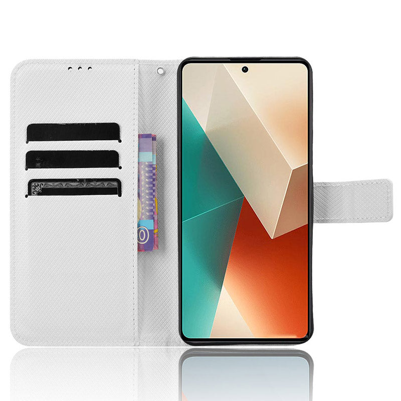 For Xiaomi Redmi Note 13 5G Case Magnetic Clasp Leather Wallet Cover - White