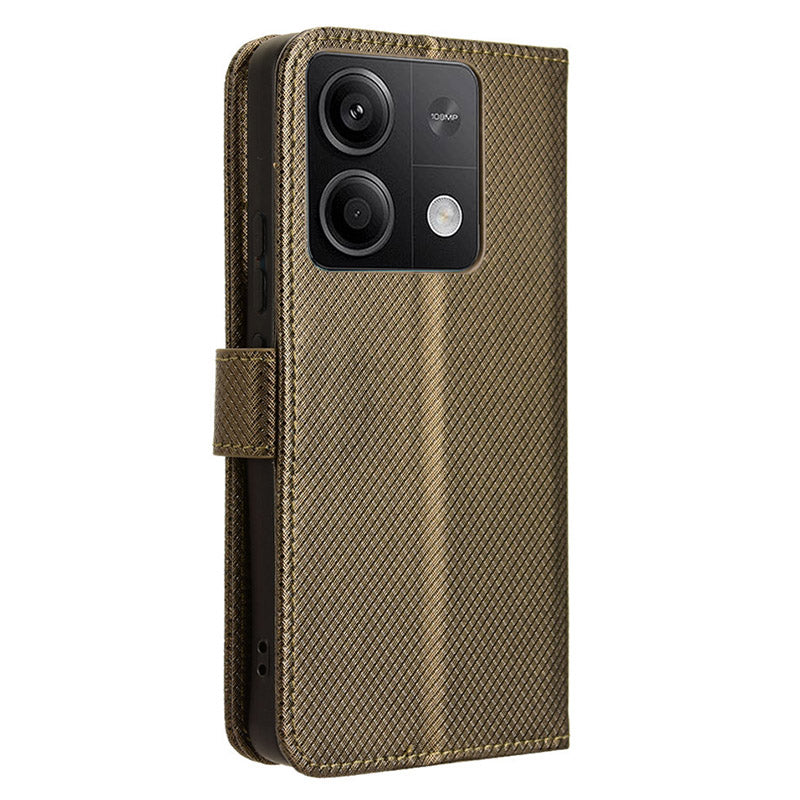 For Xiaomi Redmi Note 13 5G Case Magnetic Clasp Leather Wallet Cover - Brown