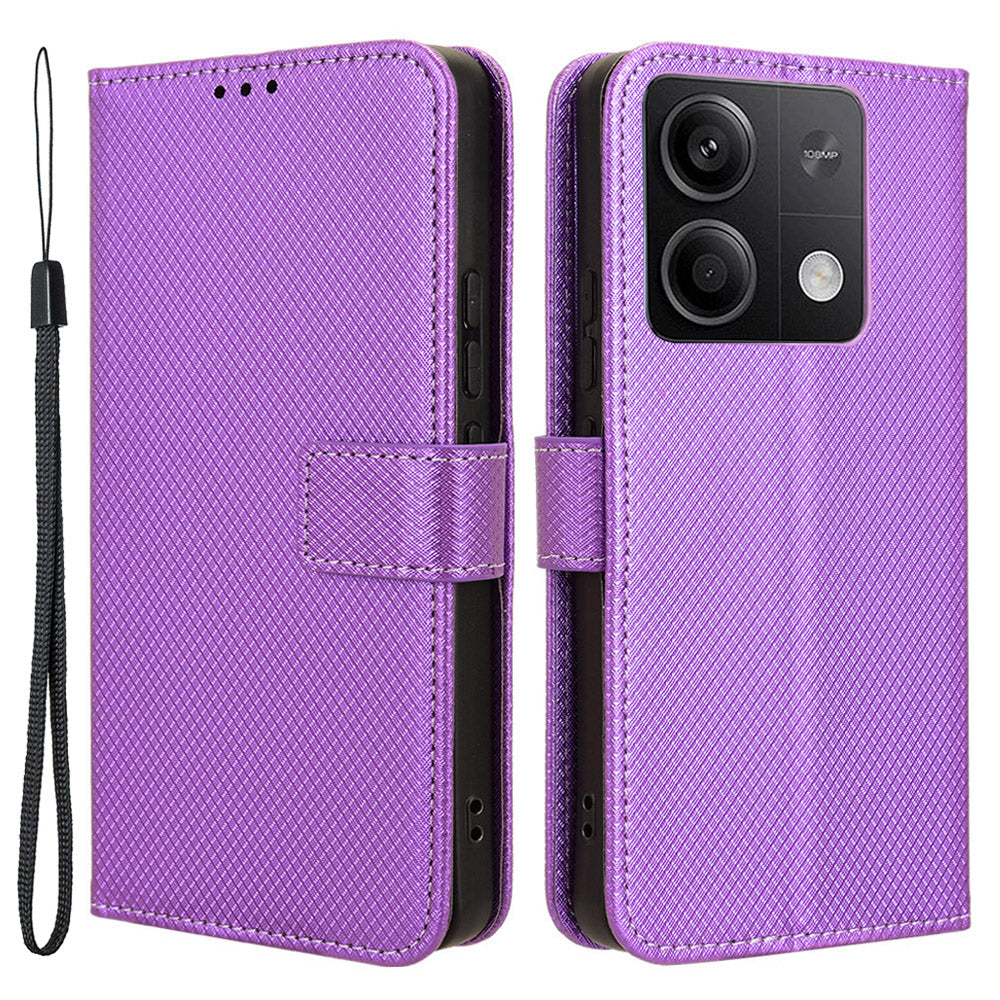 For Xiaomi Redmi Note 13 5G Case Magnetic Clasp Leather Wallet Cover - Purple