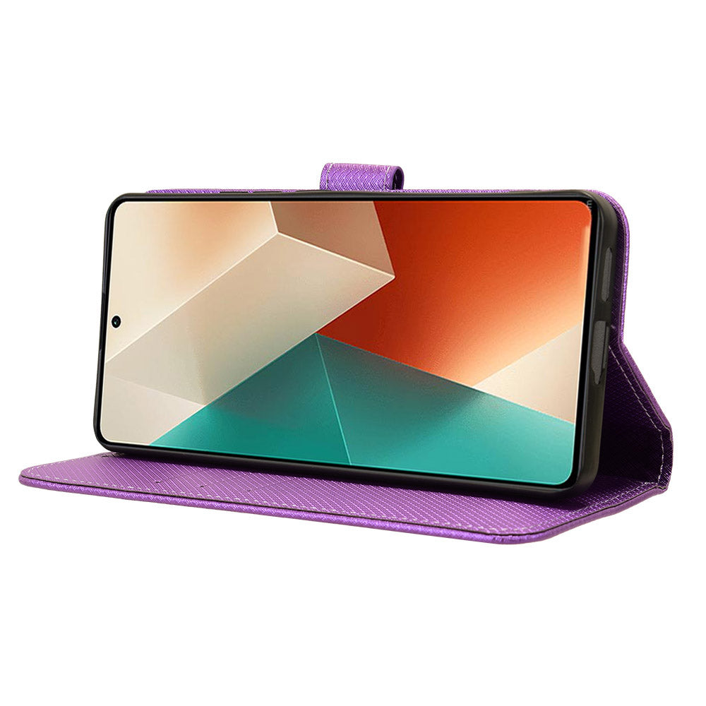 For Xiaomi Redmi Note 13 5G Case Magnetic Clasp Leather Wallet Cover - Purple