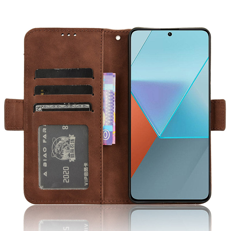 For Xiaomi Redmi Note 13 Pro 5G / Poco X6 5G PU Leather Case Phone Cover with Wallet Stand - Brown