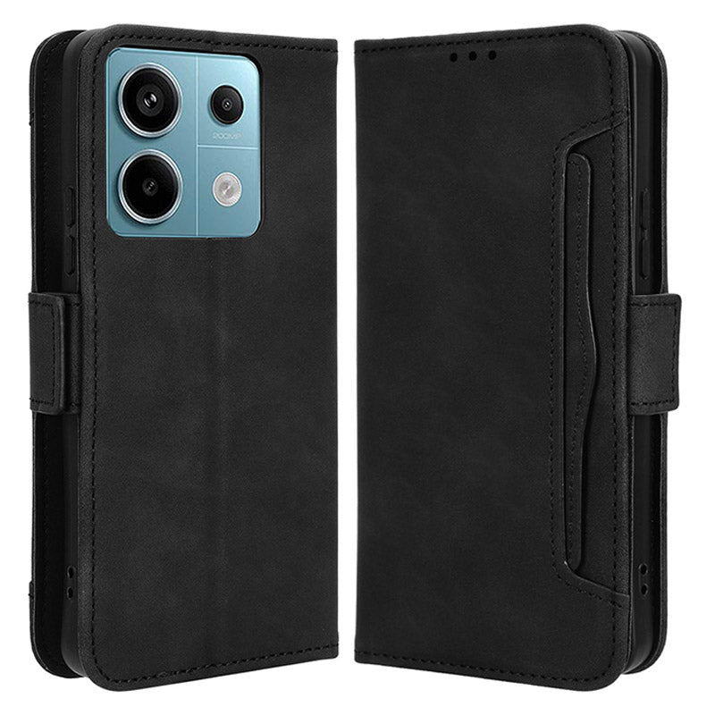 For Xiaomi Redmi Note 13 Pro 5G / Poco X6 5G PU Leather Case Phone Cover with Wallet Stand - Black