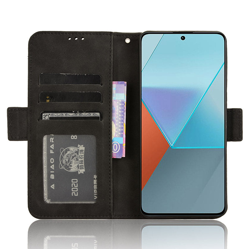 For Xiaomi Redmi Note 13 Pro 5G / Poco X6 5G PU Leather Case Phone Cover with Wallet Stand - Black