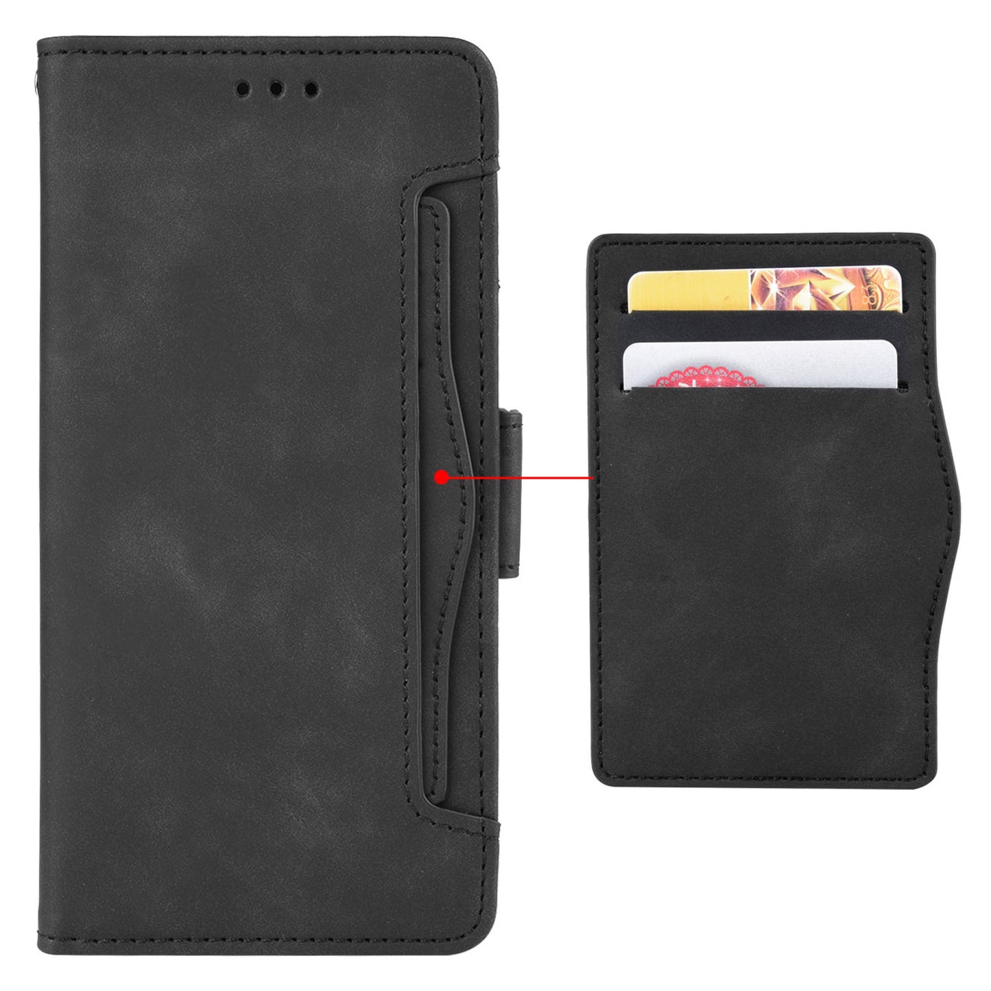 For Xiaomi Redmi Note 13 Pro 5G / Poco X6 5G PU Leather Case Phone Cover with Wallet Stand - Black