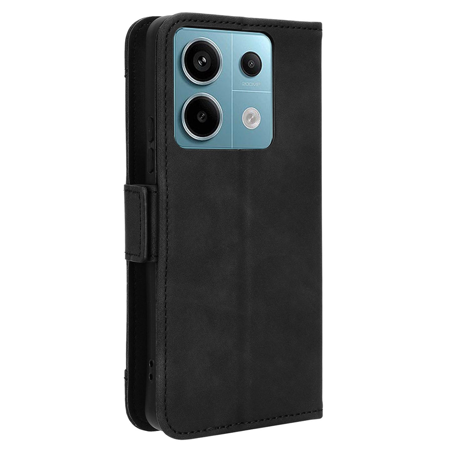 For Xiaomi Redmi Note 13 Pro 5G / Poco X6 5G PU Leather Case Phone Cover with Wallet Stand - Black