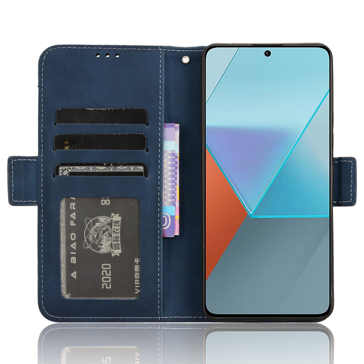 For Xiaomi Redmi Note 13 Pro 5G / Poco X6 5G PU Leather Case Phone Cover with Wallet Stand - Blue