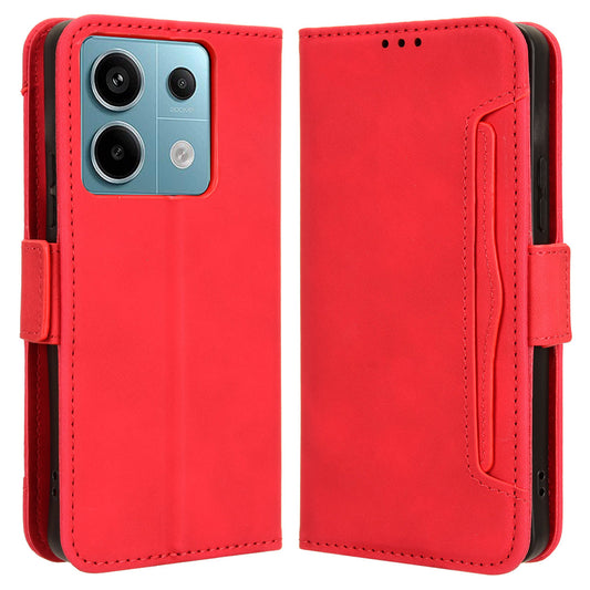 For Xiaomi Redmi Note 13 Pro 5G / Poco X6 5G PU Leather Case Phone Cover with Wallet Stand - Red