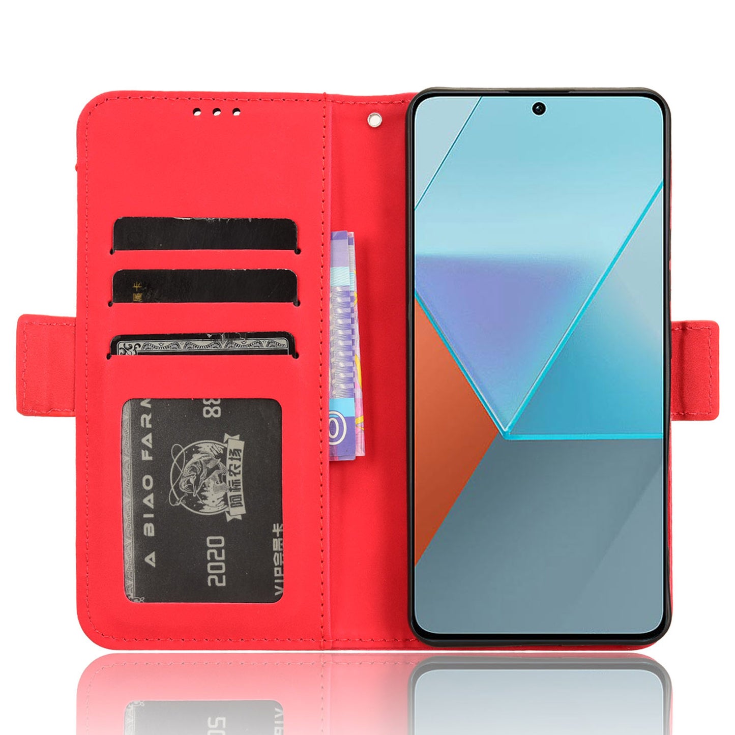 For Xiaomi Redmi Note 13 Pro 5G / Poco X6 5G PU Leather Case Phone Cover with Wallet Stand - Red