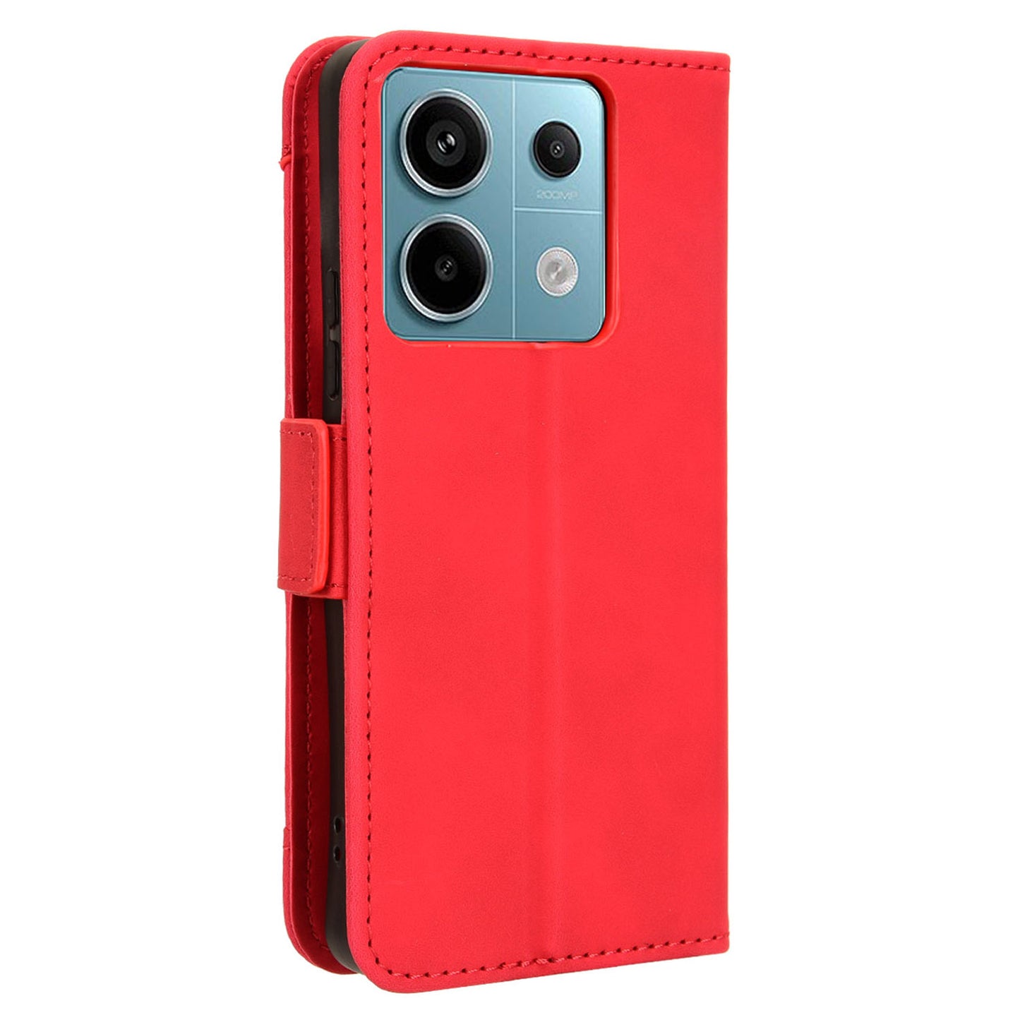 For Xiaomi Redmi Note 13 Pro 5G / Poco X6 5G PU Leather Case Phone Cover with Wallet Stand - Red