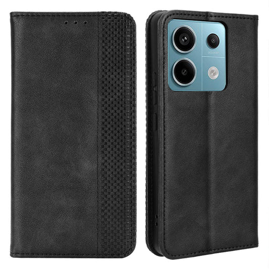 For Xiaomi Redmi Note 13 Pro 5G / Poco X6 5G Phone Case Wallet Retro PU Leather Cell Phone Cover - Black