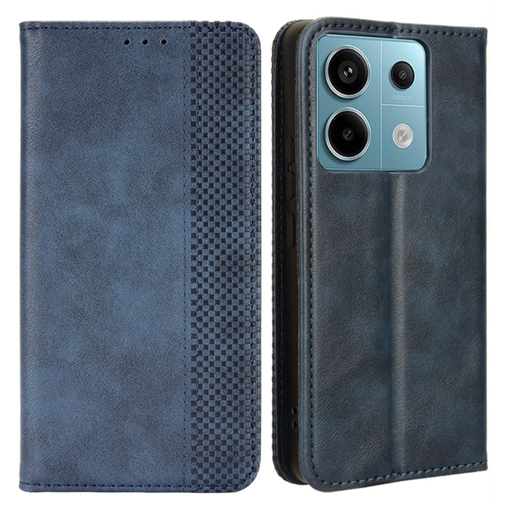 For Xiaomi Redmi Note 13 Pro 5G / Poco X6 5G Phone Case Wallet Retro PU Leather Cell Phone Cover - Blue