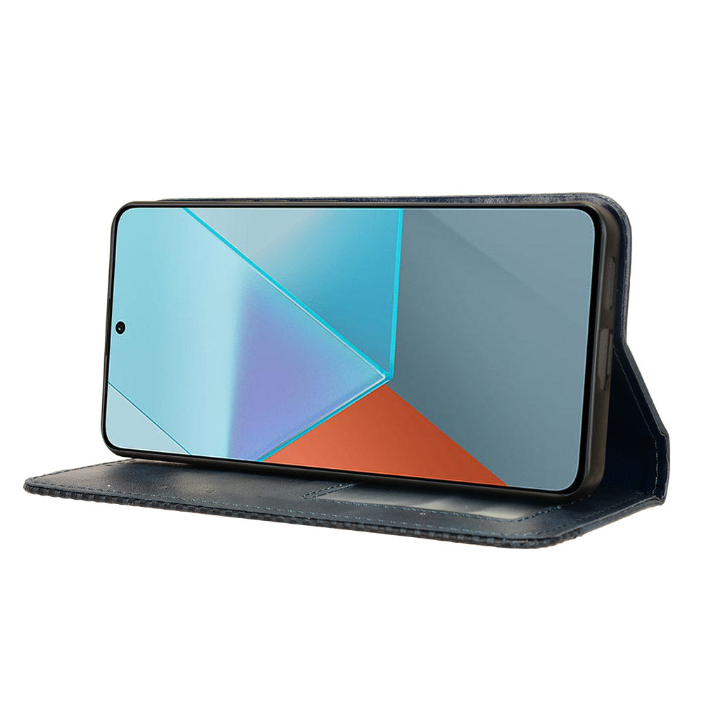 For Xiaomi Redmi Note 13 Pro 5G / Poco X6 5G Phone Case Wallet Retro PU Leather Cell Phone Cover - Blue