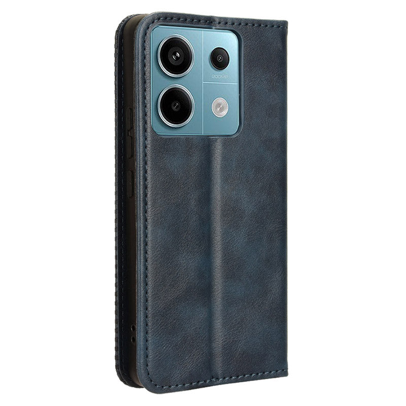 For Xiaomi Redmi Note 13 Pro 5G / Poco X6 5G Phone Case Wallet Retro PU Leather Cell Phone Cover - Blue