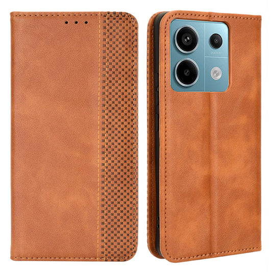 For Xiaomi Redmi Note 13 Pro 5G / Poco X6 5G Phone Case Wallet Retro PU Leather Cell Phone Cover - Brown