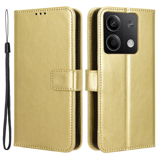 For Xiaomi Redmi Note 13 5G Case Crazy Horse Texture Phone Wallet Cover - Gold