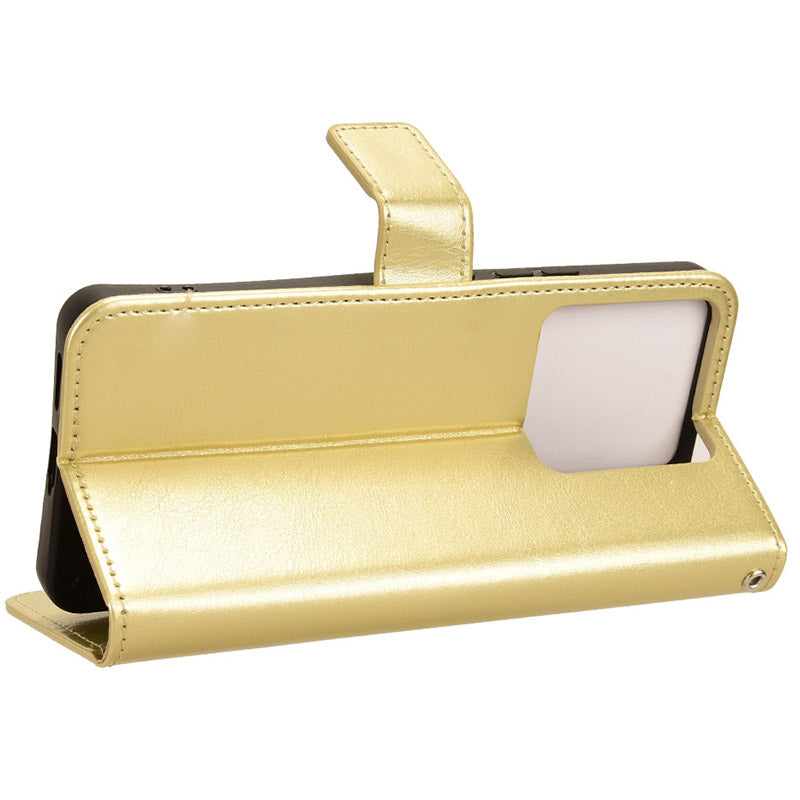 For Xiaomi Redmi Note 13 5G Case Crazy Horse Texture Phone Wallet Cover - Gold