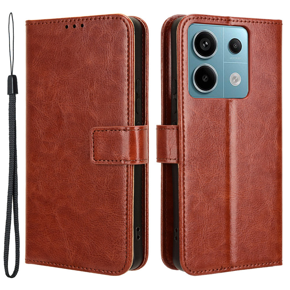 For Xiaomi Redmi Note 13 Pro 5G / Poco X6 5G Case PU Leather Phone Stand Cover - Brown