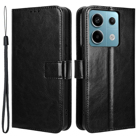 For Xiaomi Redmi Note 13 Pro 5G / Poco X6 5G Case PU Leather Phone Stand Cover - Black
