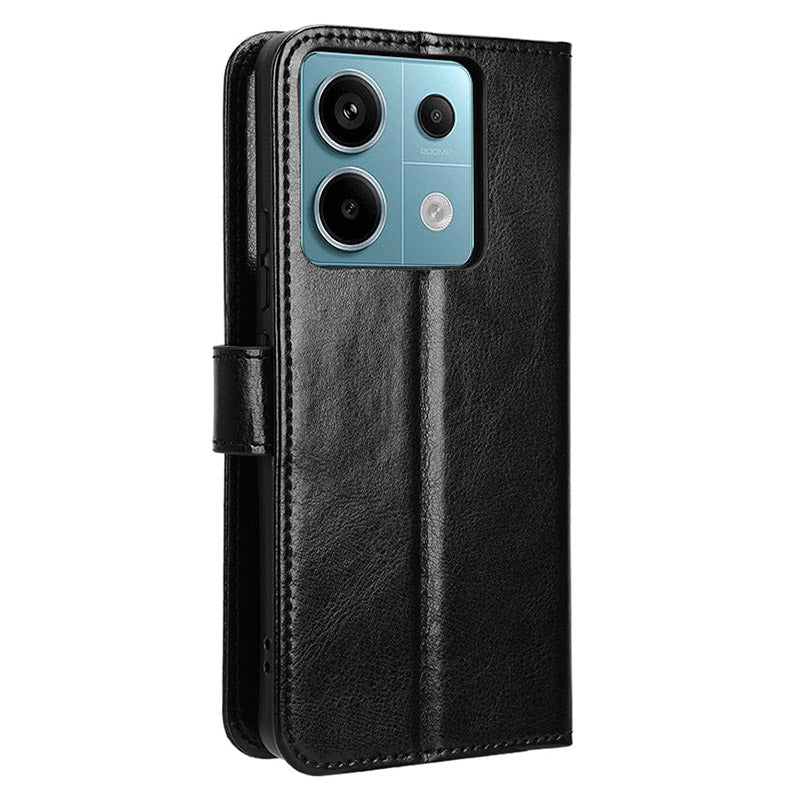 For Xiaomi Redmi Note 13 Pro 5G / Poco X6 5G Case PU Leather Phone Stand Cover - Black