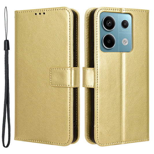 For Xiaomi Redmi Note 13 Pro 5G / Poco X6 5G Case PU Leather Phone Stand Cover - Gold