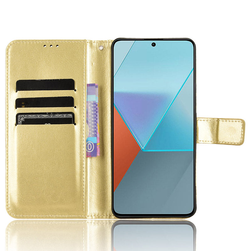 For Xiaomi Redmi Note 13 Pro 5G / Poco X6 5G Case PU Leather Phone Stand Cover - Gold