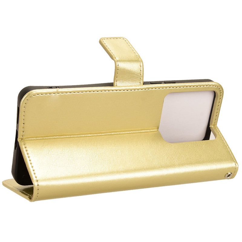 For Xiaomi Redmi Note 13 Pro 5G / Poco X6 5G Case PU Leather Phone Stand Cover - Gold