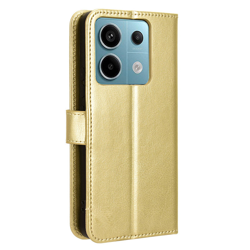 For Xiaomi Redmi Note 13 Pro 5G / Poco X6 5G Case PU Leather Phone Stand Cover - Gold