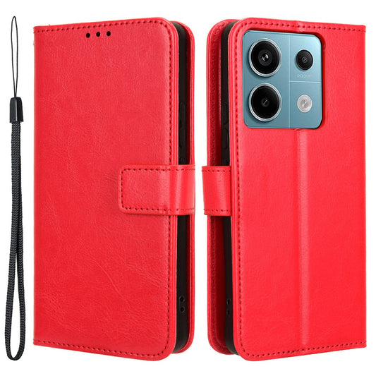 For Xiaomi Redmi Note 13 Pro 5G / Poco X6 5G Case PU Leather Phone Stand Cover - Red