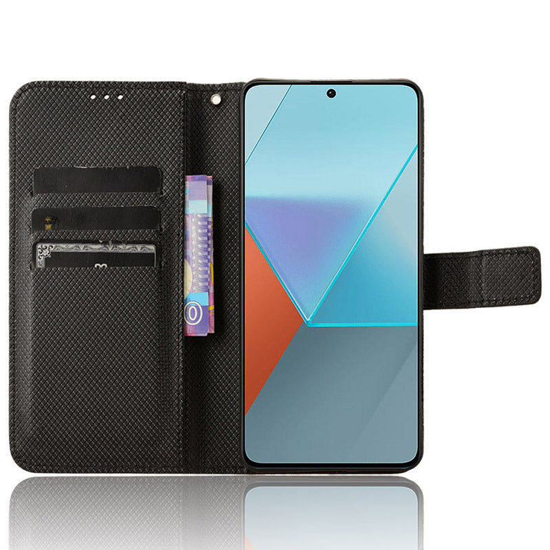 For Xiaomi Redmi Note 13 Pro 5G / Poco X6 5G Phone Case Anti-Scratch Shell Magnetic PU Leather Wallet Phone Cover - Black