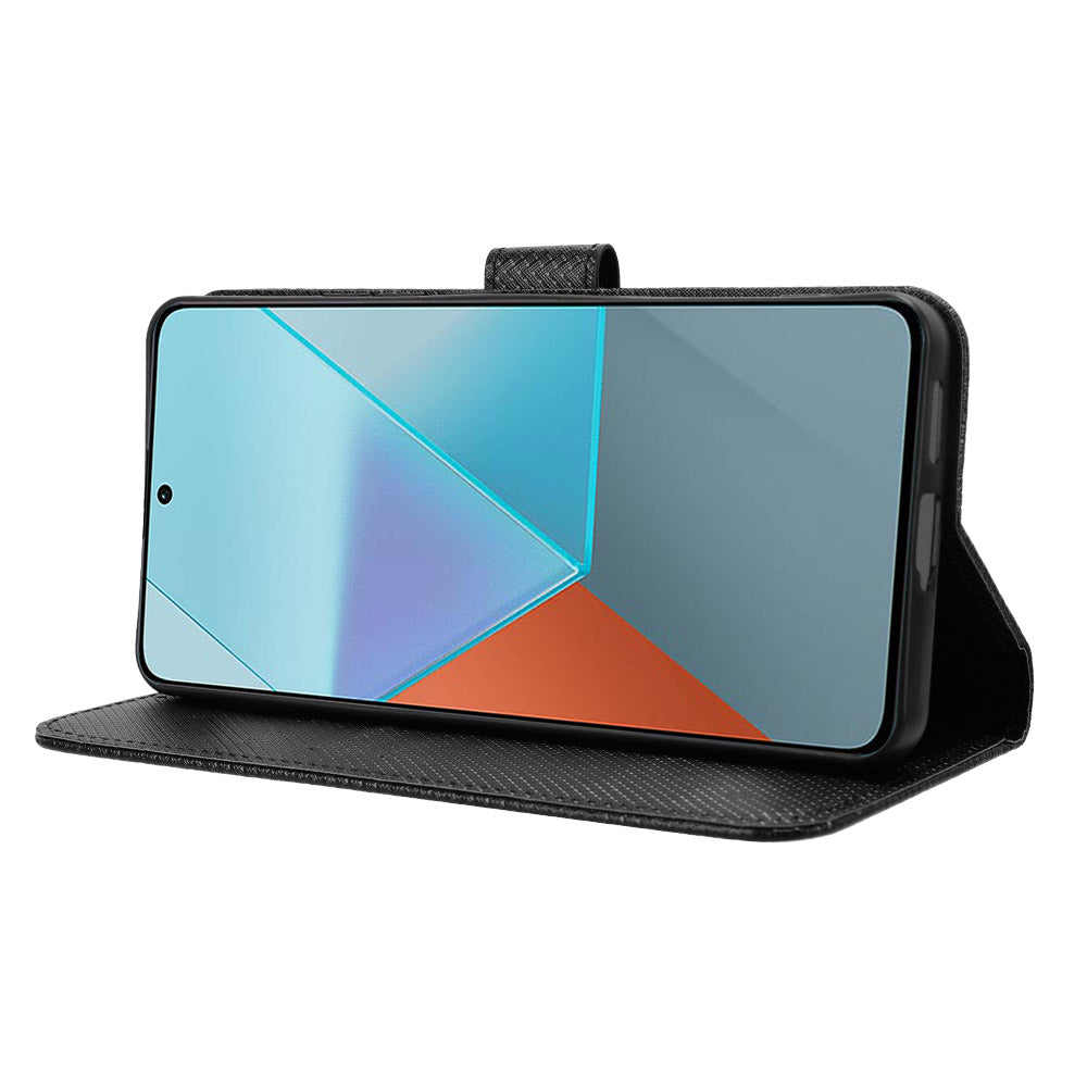 For Xiaomi Redmi Note 13 Pro 5G / Poco X6 5G Phone Case Anti-Scratch Shell Magnetic PU Leather Wallet Phone Cover - Black